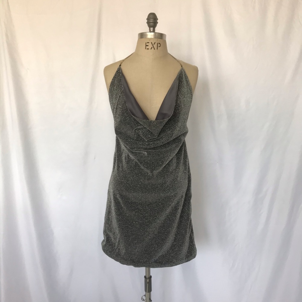 NWT Nasty Gal IVIVI silver sparkle dress size S